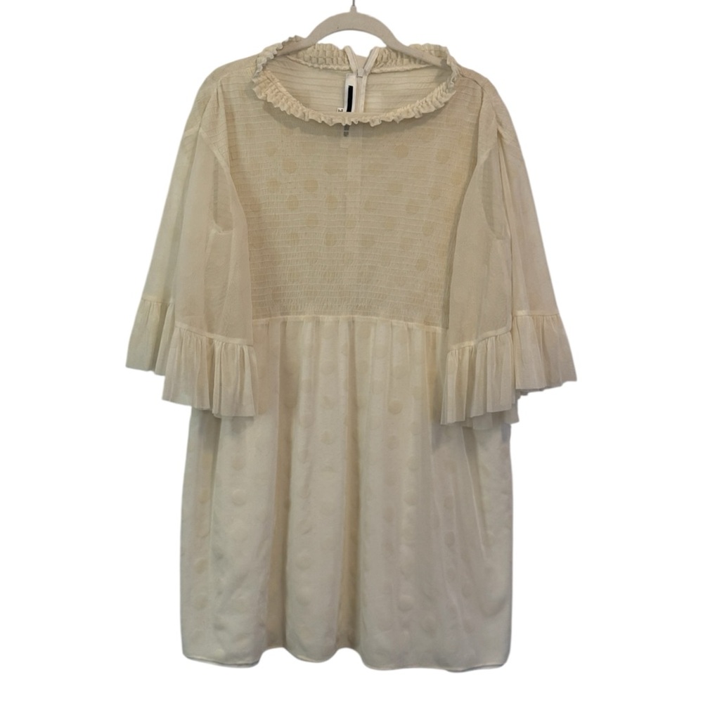 Rare McQ by Alexander McQueen Cream Polka Dot Tulle Ruffle Cottagecore Dress 4